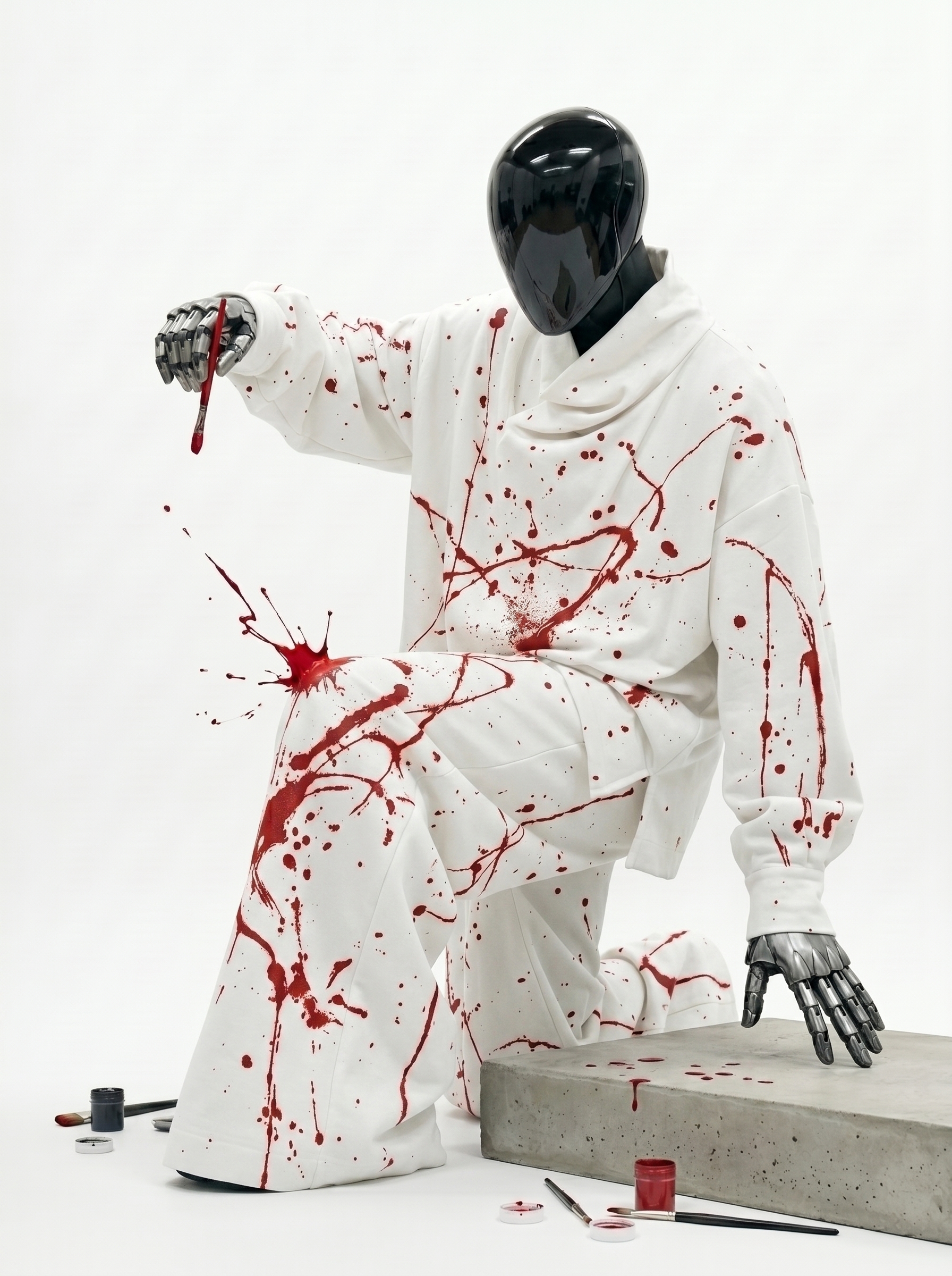 White Robot Kneeling